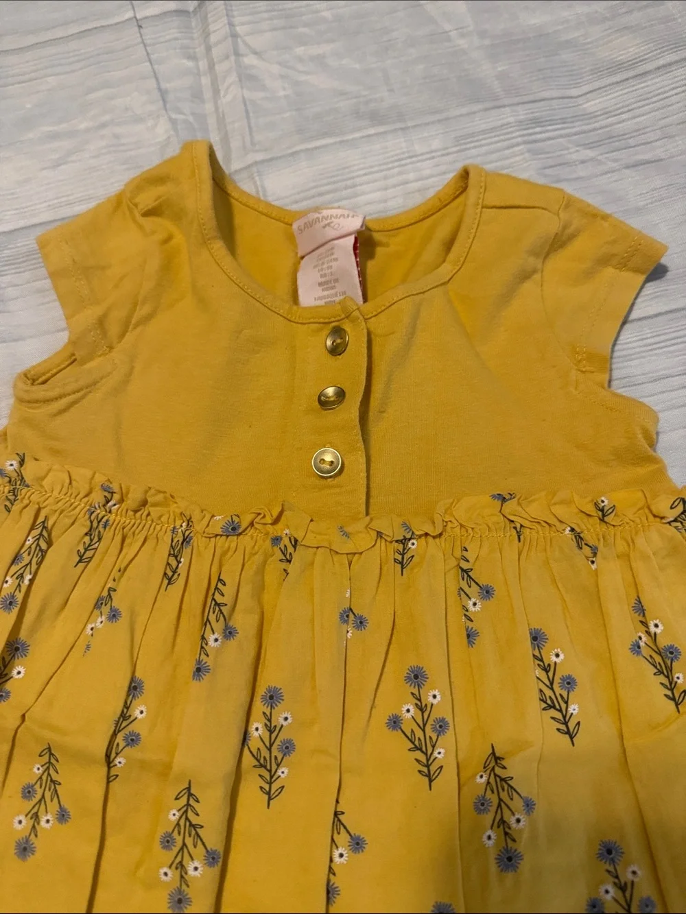 Savannah Girls Yellow Floral Dress & Blue Leggings Matching Set